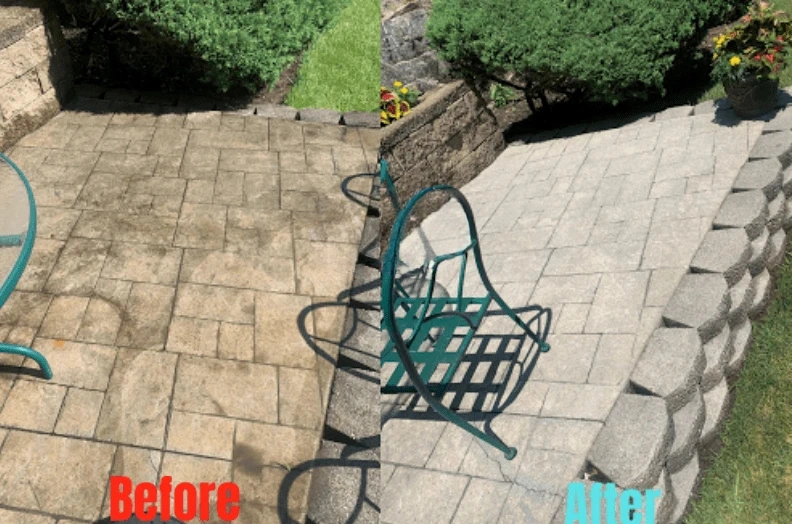 Before and after results of surface cleaning by Bay Village Power Washing in Bay Village